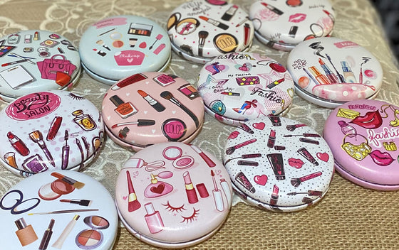 12 PCS Compact Mirror Assorted Design Party Favor for Mis Quince Sweet 16