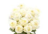 Artificial Silk Valentine Cream Roses Single Stem Flowers (12 pieces)