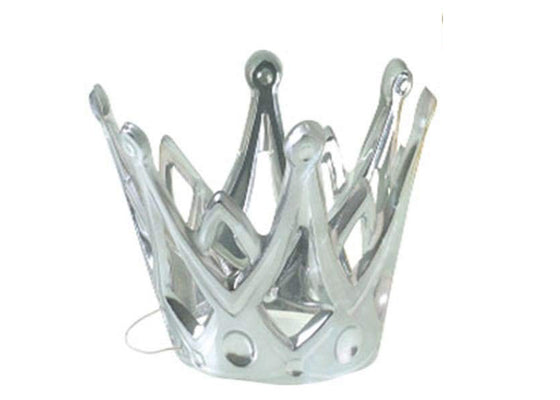 Silver Party Crowns with Elastic Chin Strap Plastic  4" x 3.5"