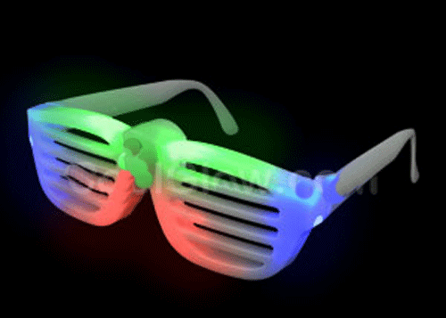  LED Rock Star Slotted Shades Glasses - Multicolor (12 Pieces)