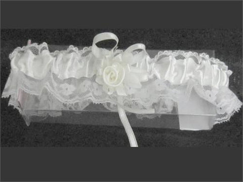 Lace And Satin Wedding Garter White-1