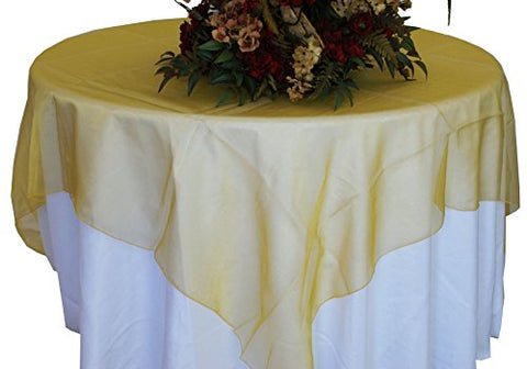 Gold Organza Table Overlay 80 X 80 Square(1 Piece)