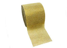  4.5" x 10 yards Rhinestone-Look Diamond Wrap Ribbon Gold (1 roll)