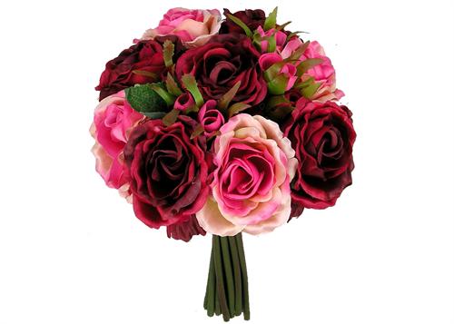 Rose Silk Flower Bouquet Burgundy