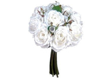  Rose Silk Flower Wedding Bouquet White