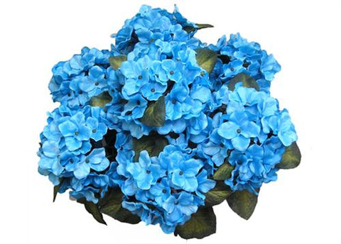 Satin Hydrangea Silk Flower Bush 7 Heads Turquoise 