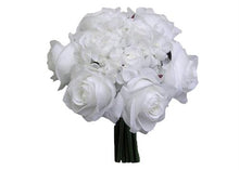  Rose Hydrangea Silk Flower Bouquet White