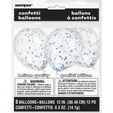 12 Inch Confetti Balloons Blue (6 Balloons)