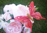 4.5" Handmade Artificial Butterflies Decoration with Clip Red (12 pieces)