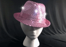  Light-Up Fedora Hat with 6 Lights - Pink