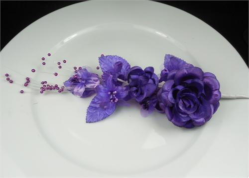 Satin Head Piece Flower - Purple 1 Doz