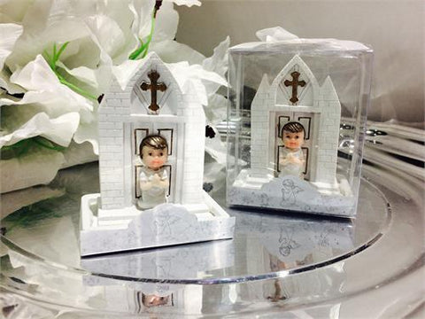 Baby Girl Baptism Favor with Church - 12 pcs