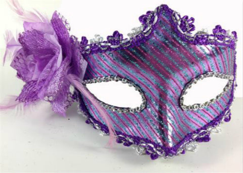 Handmade Lavender Venetian Mask with a rose