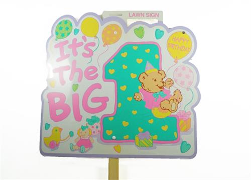 It's The Big 1 Girl Birthday Lawn Sign (6 Pieces)