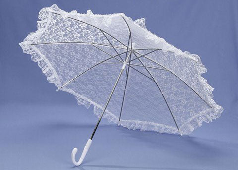 Lace Parasol, White -  27"Lx34"D - 1piece