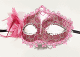 Handmade Pastel Pink Venetian Mask with a Rose