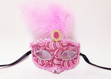Handmade Pink Venetian Mask with a Feather