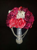 Rose & Hydrangea Silk Flower Wedding Bouquet Rose & Lilac Mix