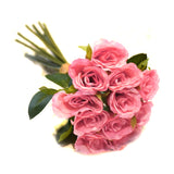 Rose Silk Flower Wedding Bridal Bouquet Rose Pink