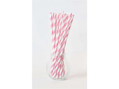 Stripe Paper Straws - Light Pink 10pc