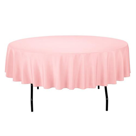 84" Round Plastic Table Cover Pink (1 Piece)