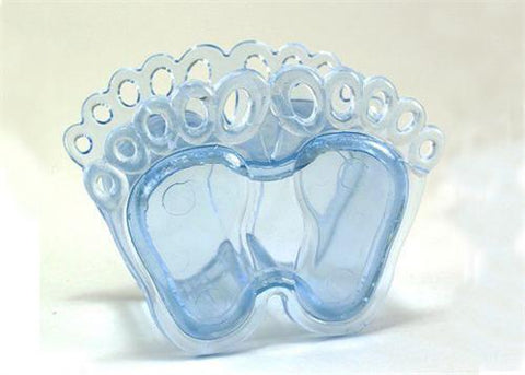 Plastic Baby Feet Favor Box Clear Blue(12 Pieces)