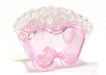 Plastic Baby Feet Favor Box Clear Pink(12 Pieces)