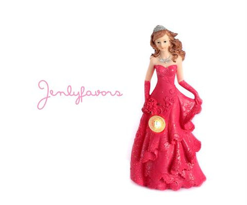 Mis Quince Anos Fuchsia Cake Topper Doll with LED Light-up (1 Piece)