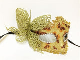 Handmade Gold Venetian Mask with a Glittering wire Butterfly