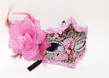 Handmade Pink and gold Venetian Mask with a Rose
