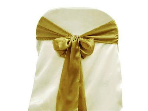 6" X 108" Satin Chair Bow Gold(12 Pieces)