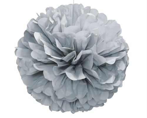 16'' Puff Tissue Paper Balls - Metallic Silver 1 Piece