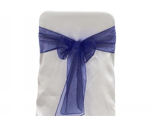 9 x 10 Ft Organza Chair Bows/Sashes Navy (12 pieces)