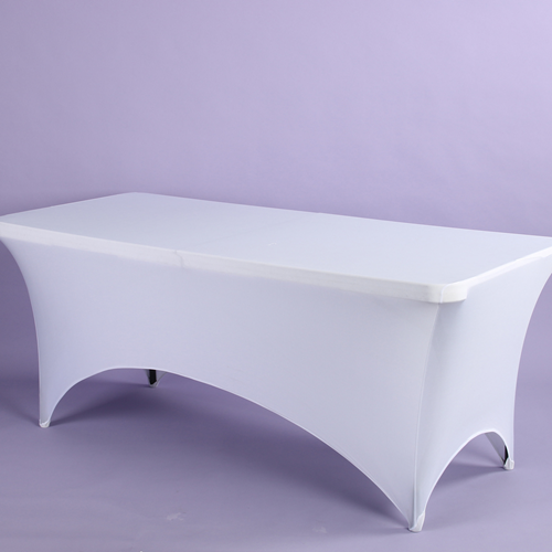 Spandex 6' Rectangle Table Cover White