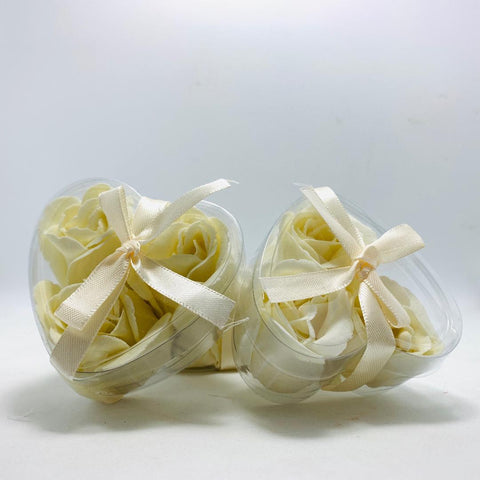 Scented Rose Petals Soap Favor Heart Shape Box Ivory (12 boxes)