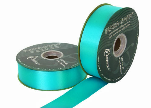 #9 Turquoise Flora Satin Ribbon 1- 7/16" X 100 Yards(1 Roll)