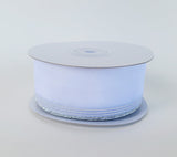White 1-1/2" Sheer Organza Capia Pull Bow Ribbon with Silver Edge 25 Yards