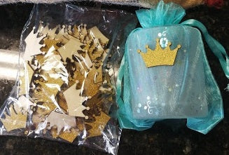 100Pcs Mini Glitter Wood Princess Crown Gold for Baby Shower Wedding Birthday Party Decorations