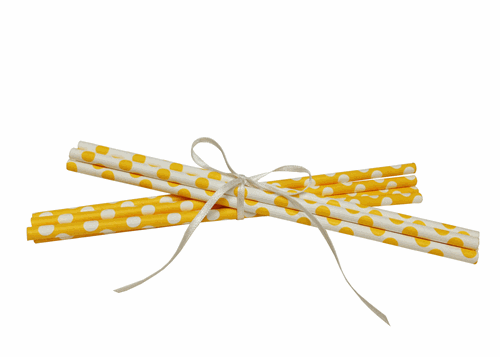 Polka Dot Paper Straws - Sunflower Yellow 10pcs