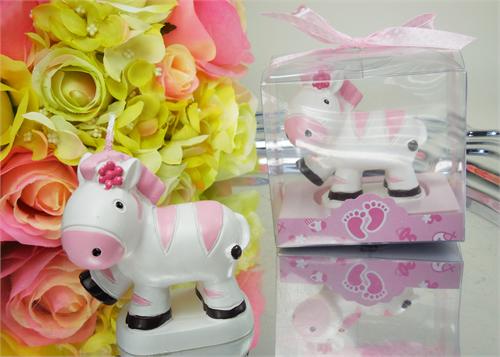 Safary Baby Zebra Candle - Baby Shower Favor Pink - 12 pcs