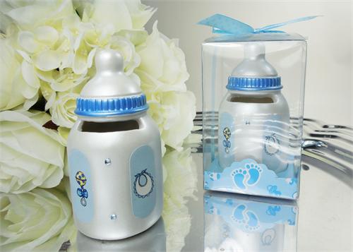 Mini Bottle-Bank - Baby Shower Favor Blue 12 pcs