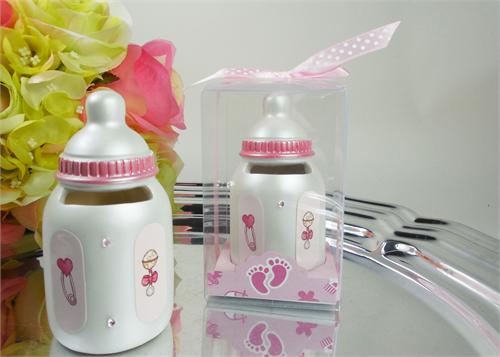 Mini Bottle-Bank - Baby Shower Favor Pink 12 pcs